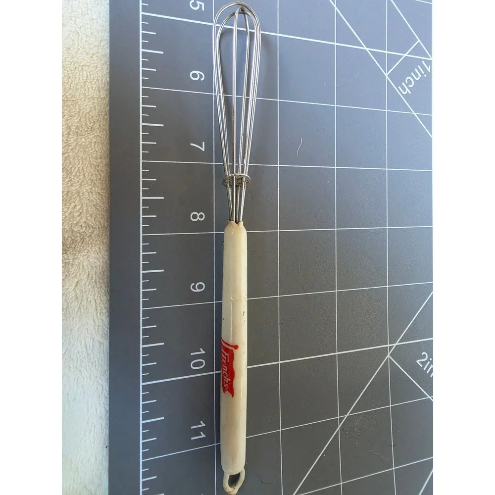 Vintage French's Advertising Whisk and Mini Metal Spring Whisk Set of 2